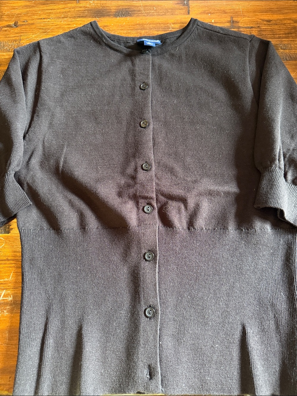 Women's Black Button-Front Short-Sleeve Sweater